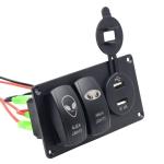 12V 5pin Mini Rocker Switch Panel With USB Charger