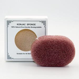 Quality Colorful Sakura Freeze Drying Oval Cosmetic Sponge Red Clay Konjac Sponge wholesale