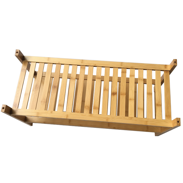 2 Tier Indoor Outdoor Bamboo Display Shelf Rack for Flower Pot Plant or Shoes in Black