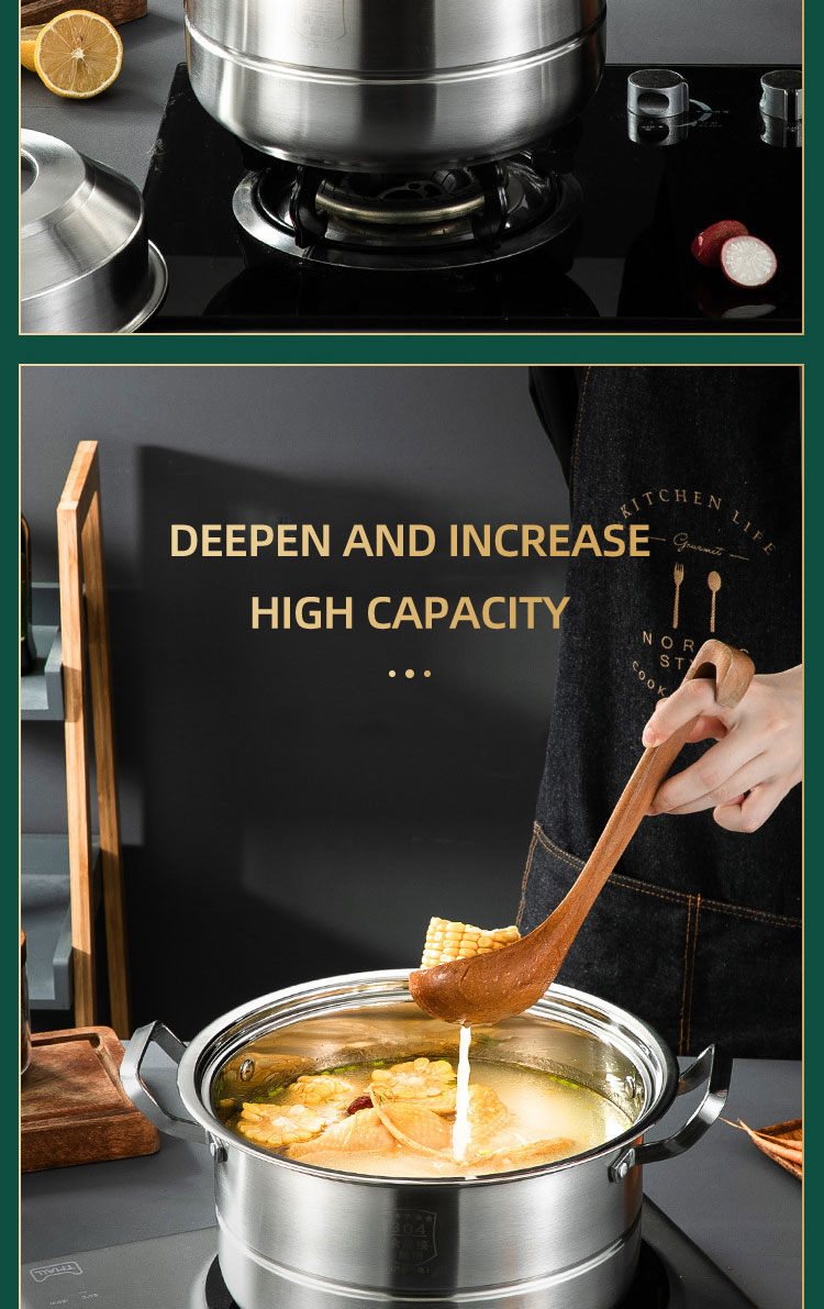 Wholesale TOP Seller 30cm Multipurpose Stock Pot Cookware 18/8 Stainless Steel Steam Cooking Pot With Visual Lid