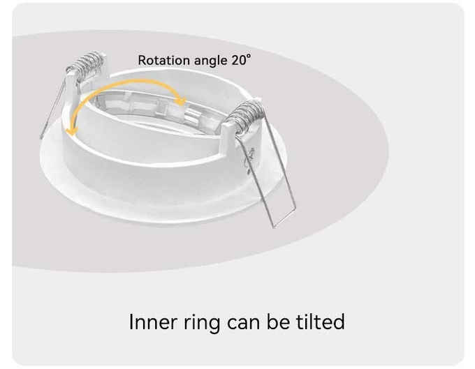 Commercial Lighting Recessed Spotlight Frame With 20° Tilt And Rotating Housing