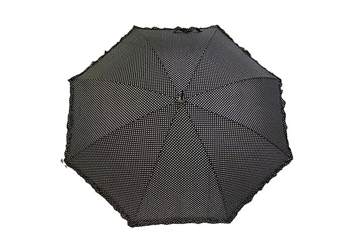 Straight Auto Open Stick Umbrella Fashion Retro Round Wave Point For Female