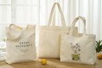 Fashion Ladies Beige Cotton Canvas Tote Bag with Custom Printed Logo