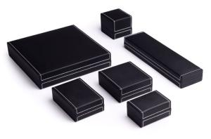 Quality Embossing Surface Leather Gift Box Black Leather Jewelry Boxes For Women wholesale