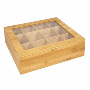 Quality 12 Compartment Bamboo Tea Bag Box , Wooden Tea Chest For Home / Office wholesale