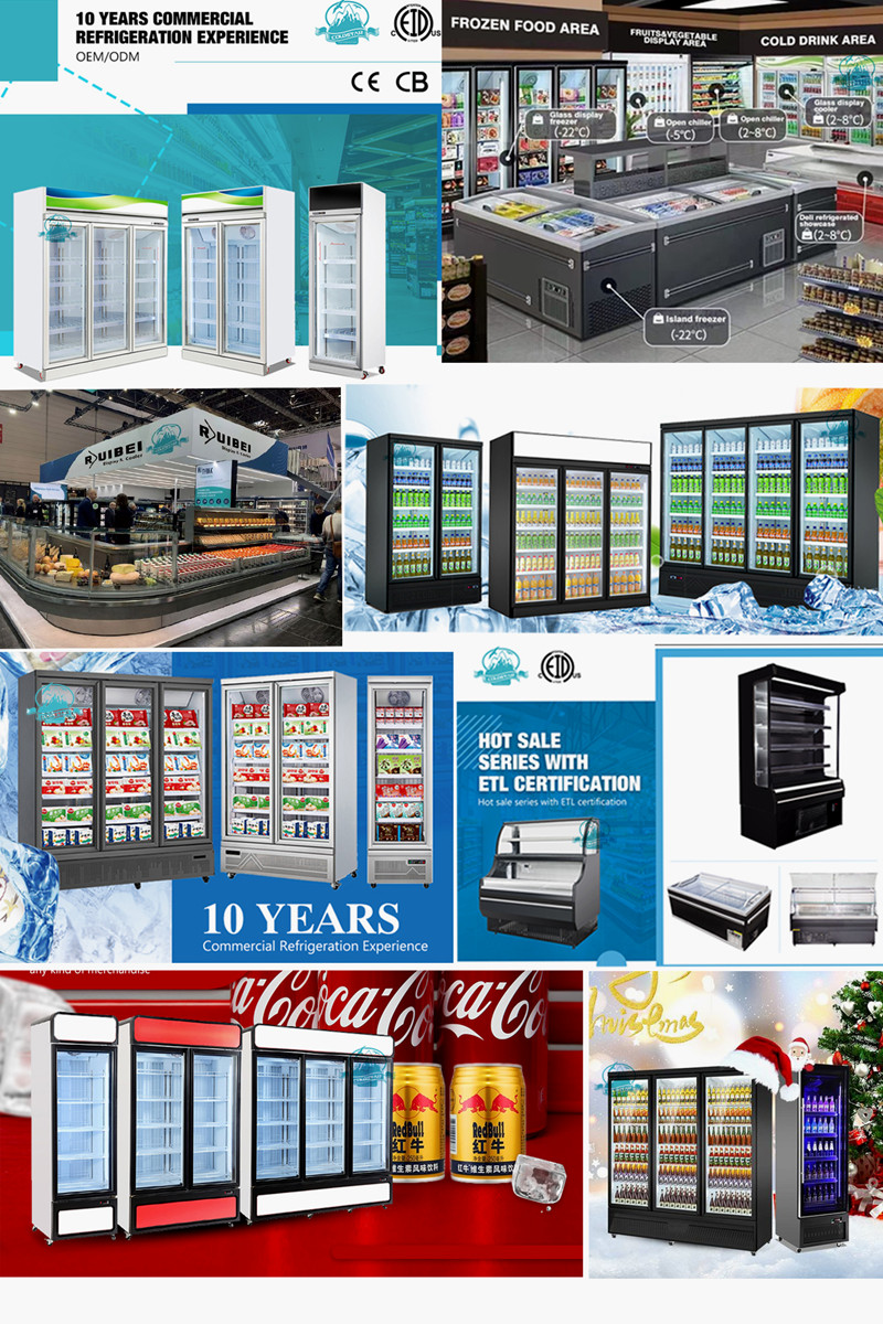 Supermarket Upright Glass Door Air Cooled Freezer Showcase
