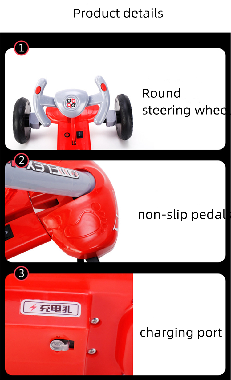 Remote Rechargeable Kids Ride On Car Four-wheel Drift Go-kart with Independent Brakes