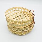 Single Ear Round Bamboo Woven Basket Washable 155*30mm customized