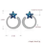 7.2g 2.6x2.1cm Star Hoop Earrings Gift 5A CZ Solid Silver Earrings