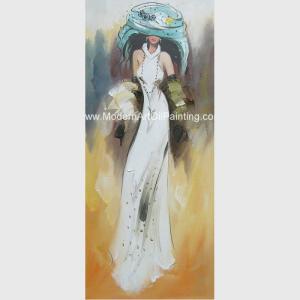 Quality Canvas Modern Art Oil Painting Lady In White Dress Covered With Thin Plastic Layer wholesale