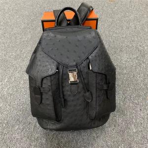 Quality Unisex Style Authentic Ostrich Skin Drawstring Closure Women Men Backpack Genuine Leather Female Male Travel Bag Pack wholesale