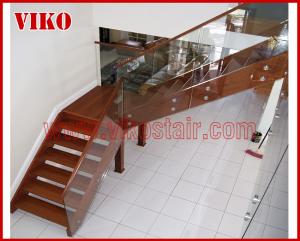 Quality Solid Wood Staircase VK95S American Handrail Tread American ,Railing tempered glass, Handrail b eech Stringer,carbon wholesale