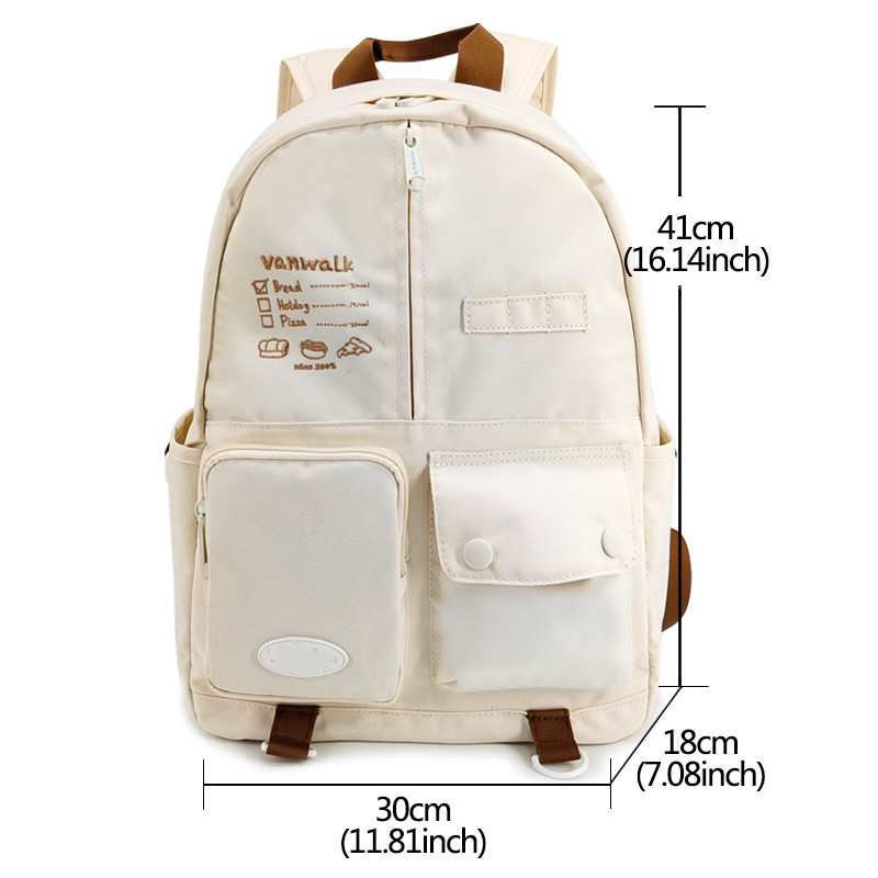 Beige Fashion School Bags Backpack Rucksack Casual Style 16.5 Inch Size