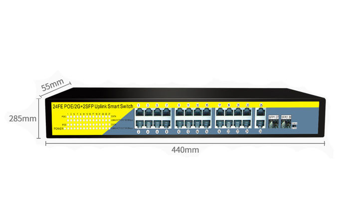 High quality RACK 24port POE+2xGE UPlink+2GE SFP POE Etherent switch 250m for IP Camera ip phone