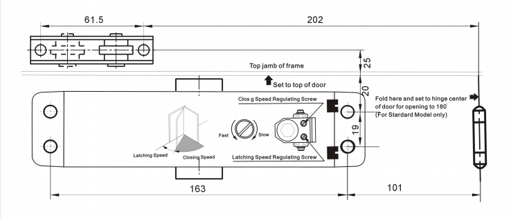 Concealed Automatic Door Closer , Door Hydraulic Closer Max 40KG 130°