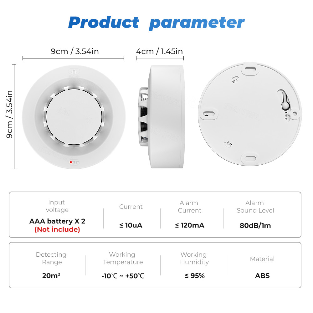 Zigbee Smart Smoke sensor Alarm Tuya90 dB Fire Alarm Home Security System Detector Fire