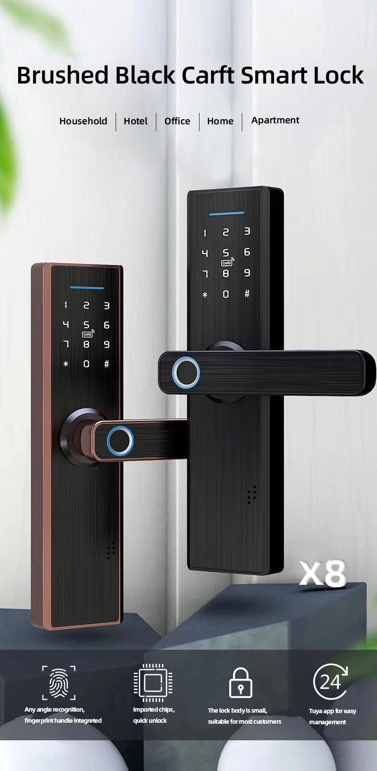 Durable Luxury Fingerprint Handle Door Lock 60mm With Camera