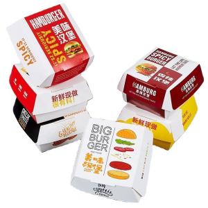 Quality Food Grade White Pizza Fried Chicken Takeout Kraft Paper Burger Box with Customized Logo Eco-Friendly and Recyclable wholesale