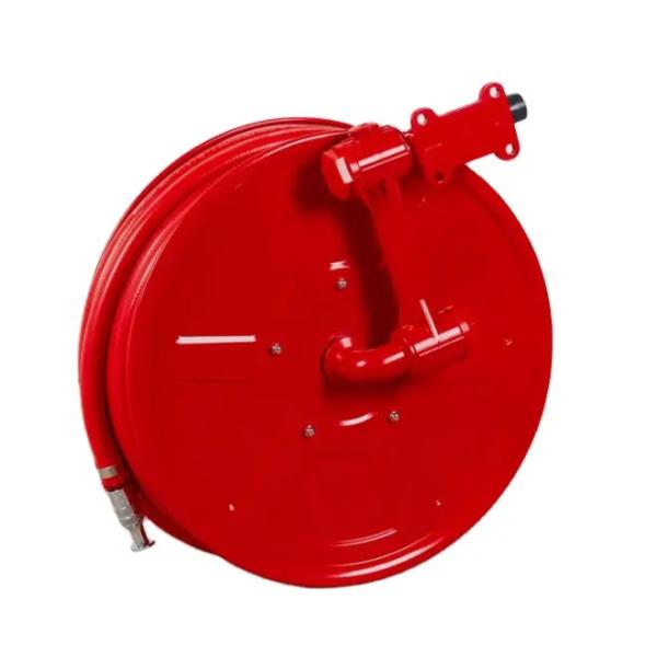 15m Length Spray Distance Fire Hose Reel Large Capacity Red Fire Hose Retraction