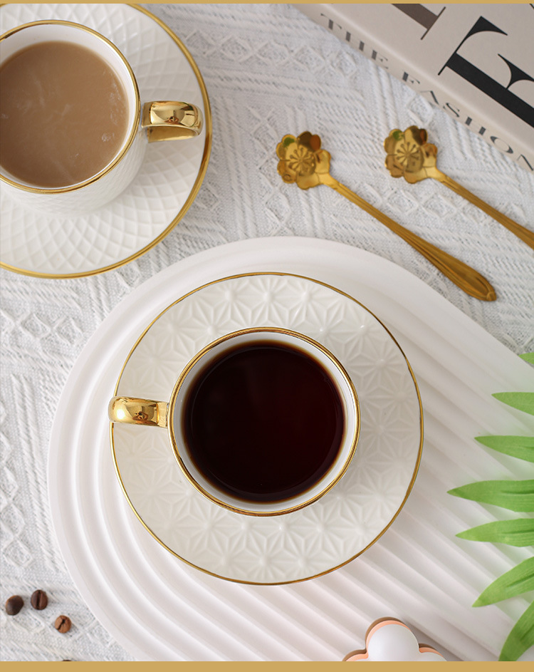 Packaged in Box Luxury White Tea Set with Elegant Bamboo Mugs and Modern Ceramic Cups