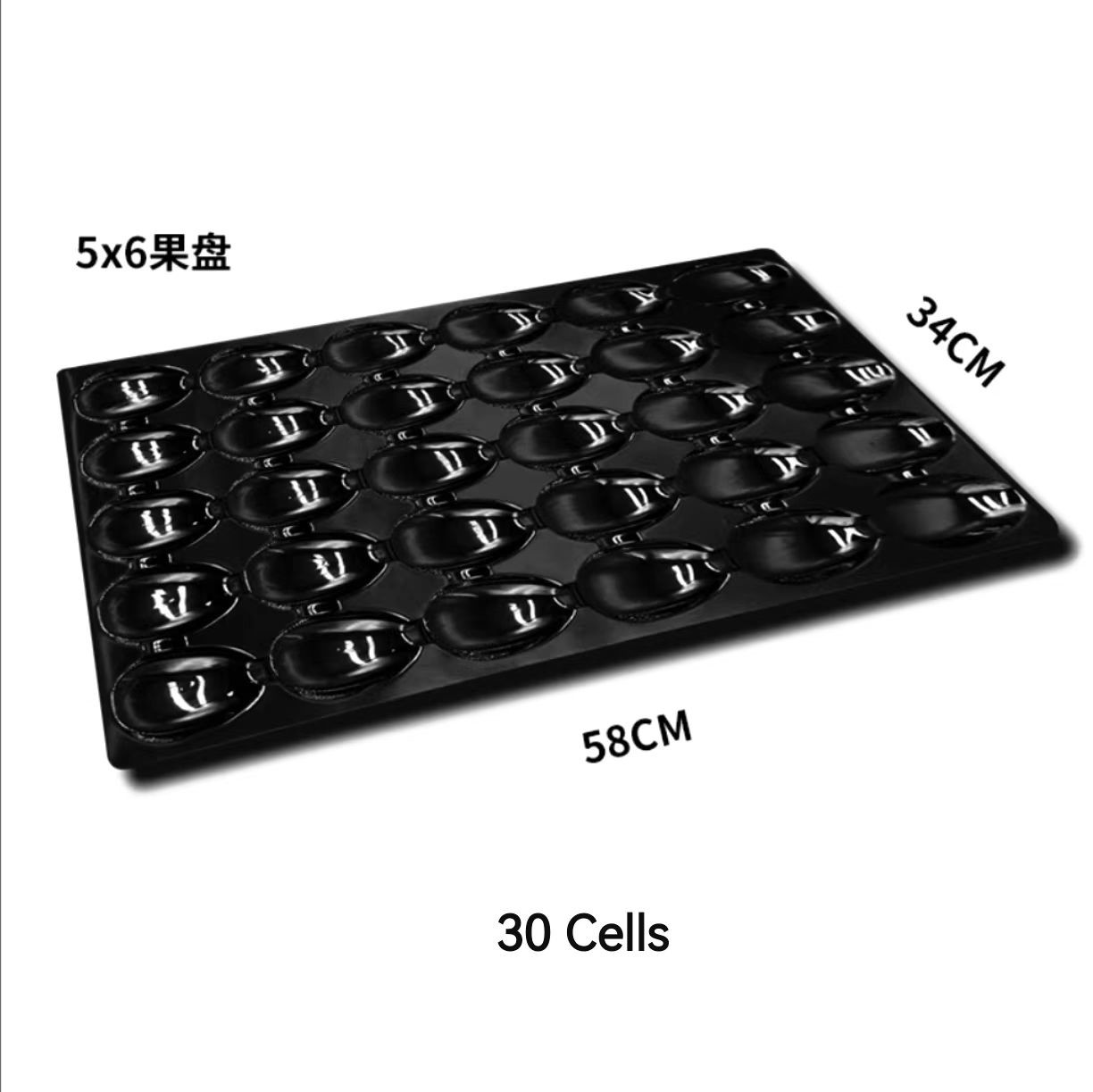 9 25 28 30 hole disposable pp black fruit tray plastic blister PET display kiwi/pitaya plastic tray for supermaket