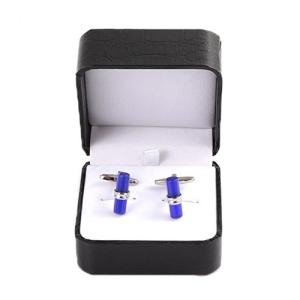 Quality Custom Logo Cufflink Gift Box Promotional PU Leather Black Make TPB-018 wholesale