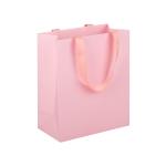 Pink Shopping Paper Bags Packaging Gift With Grosgrain Ribbon Handle