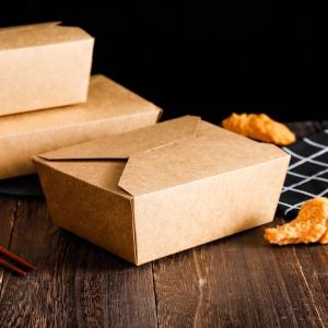 Quality Custom Logo Disposable Kraft Paper Food Packaging Lunch Box Food Grade For Take Away wholesale