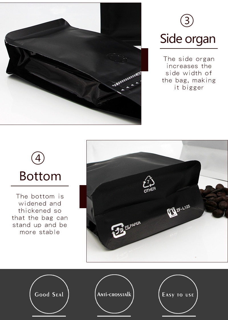 500g 1000g Coffee Packaging Bags Custom Printed Flat Bottom 200mic With Tin Tie / Valve