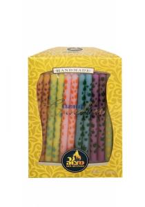 Quality 45pk 100% paraffin wax unscented dreidel art chanukah candles packed into gift box wholesale
