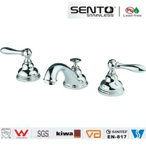 Quality Classic style double handle water saving basin faucet for bathroom wholesale