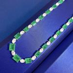 Luxury Bridal Pink / Green Gemstone Necklace Chain For Wedding And Gift