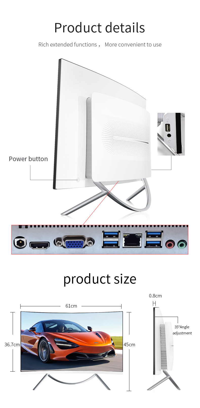 Signal Stability SSD 240G 27 Inch AIO PC Micro Edge Thin 3mm