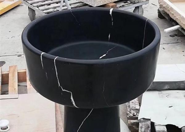 Nero Marquina Marble Vessel Bathroom Sinks , Natural Stone Basin With Different
