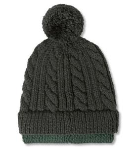 Quality Forest-green cable-knit beanie bobble hat wholesale