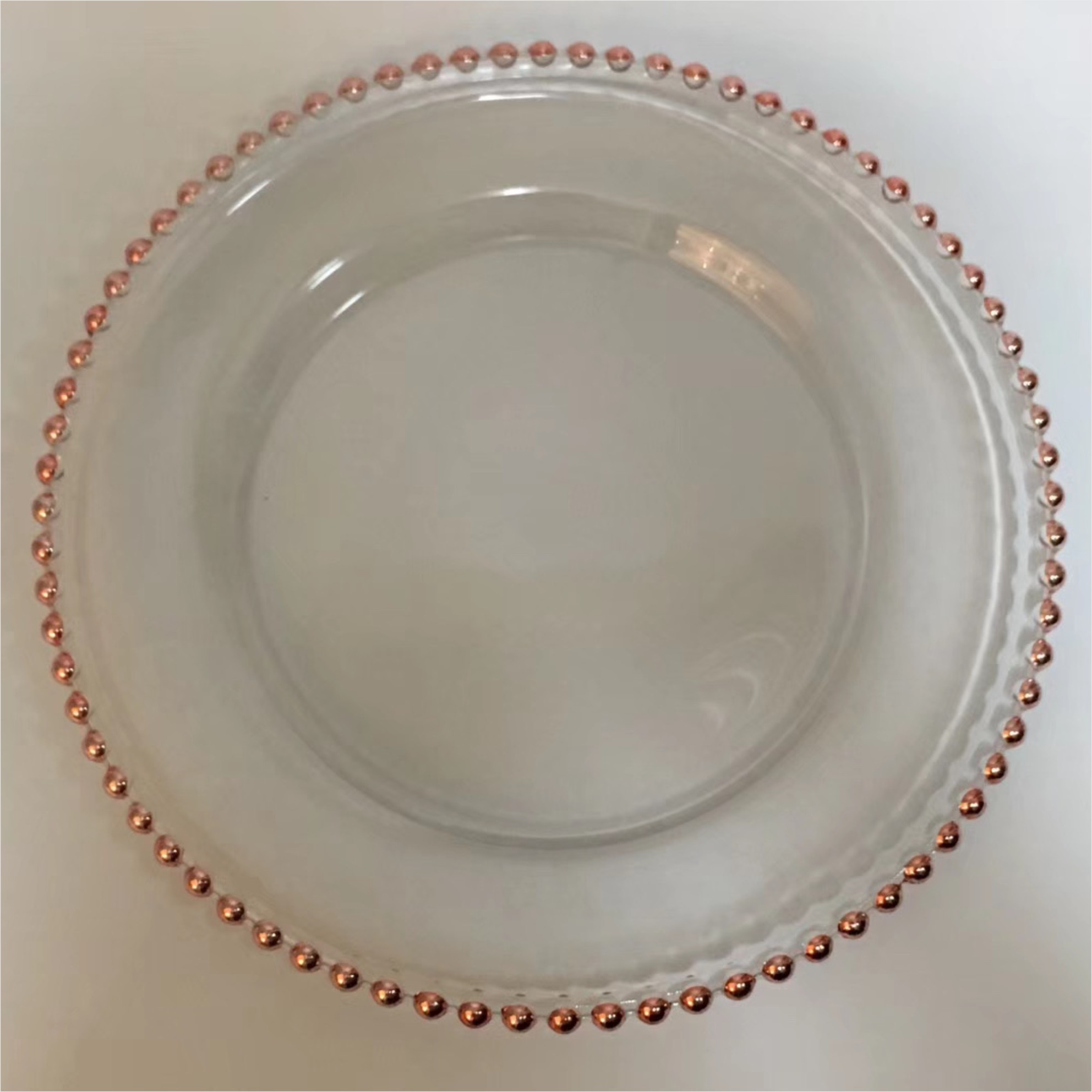 Clear Glass Beaded Charger Plates Wedding Event Gold Silver 32cm/27cm/21cm