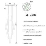 Long modern crystal chandelier for staircase luxury home decor nordic led
