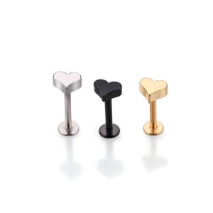 Quality Heart shaped lip ring stainless steel body piercing jewelry labret ring wholesale