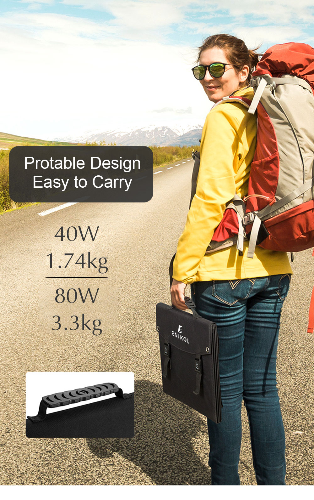 Waterproof Portable Foldable Solar Panel 100W 12V For Outdoor Camping
