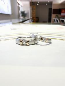 Quality Jewelry Double Color 18K 8.8g Gold Engagement Couple Rings wholesale