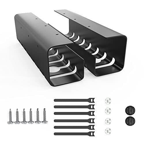 Organize Cables with No Drill Under Desk Cable Management Tray White/Black