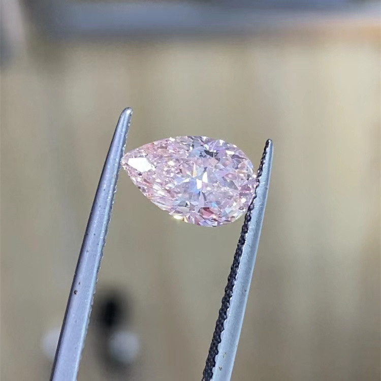 Pink & White Pear 1.5ct Lab Grown Man Made Synthetic Diamonds Set With 18K White Gold Fashionable Ring