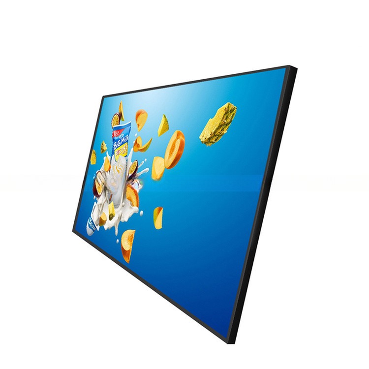 Super slim 20mm & 10mm bezel high bright 27" inch monitor LED LCD advertising menu board signage display with metal casing