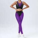 New Women Fitness Sportswear Workout Clothing Peach Hip High Waist Two Pieces