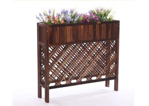 Quality Balcony Mesh Shape Wooden Flower Shelf , Colorful Wooden Plant Stand Antiseptic Wood Fence wholesale