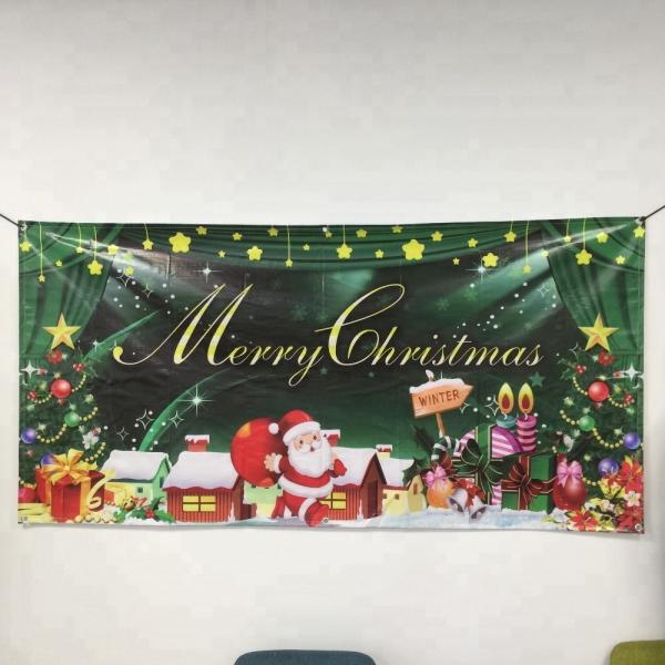Merry Christmas Outdoor Advertising Banners Polyester Backlit Vinyl Customized