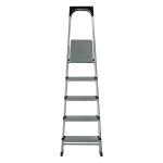 Silver Foldable Aluminum Ladder Anti Slip Wide Top 5 Steps EN131 GS Certificated
