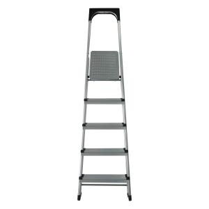 Quality Silver Foldable Aluminum Ladder Anti Slip Wide Top 5 Steps EN131 GS Certificated wholesale