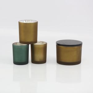 Quality Painting Inner Electroplating Scented Jar Candle Matte Color With Wooden Lid wholesale