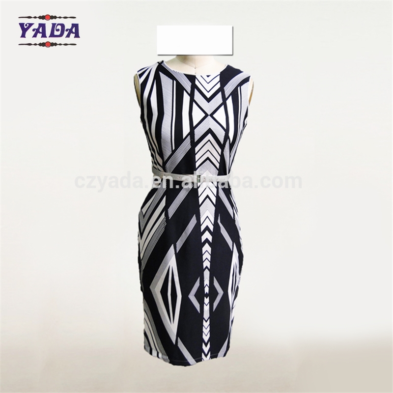 2018 geometric print design fashion clothing dresses lady for fat women
